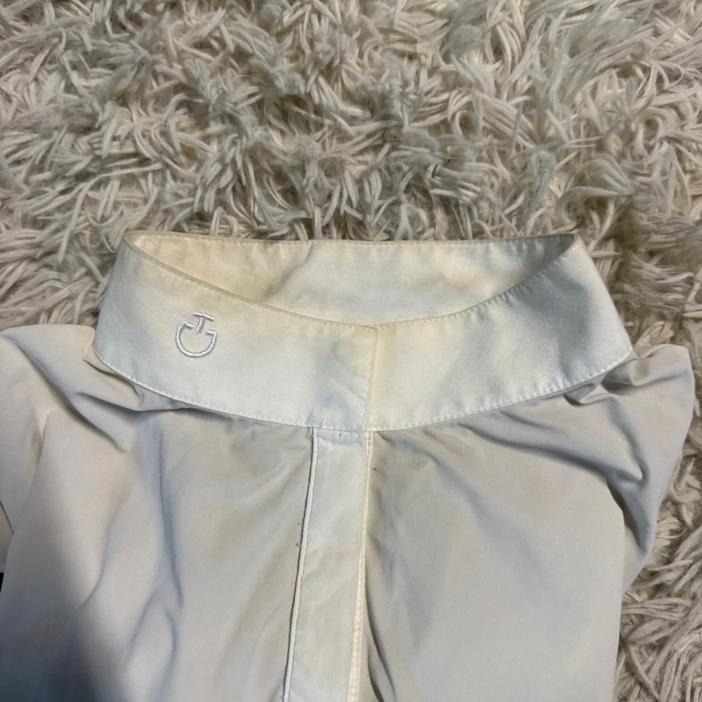 Women’s XL White/Navy Cavalleria Toscana Long Sleeve Horseback Riding Show Shirt - Picture 4 of 6